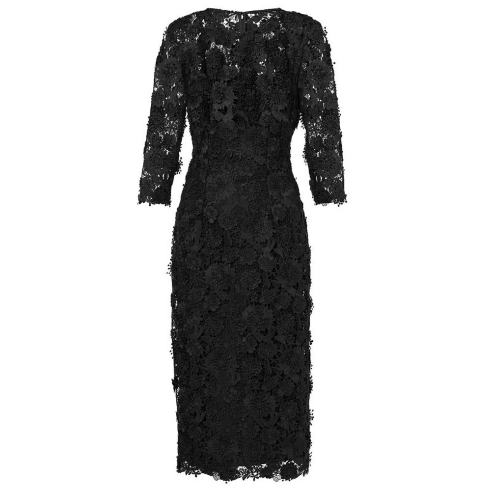 Carolina Herrera Womens Lace Broderie Crewneck Midi Dress 10 Black - NWT $2990 - Picture 7 of 7